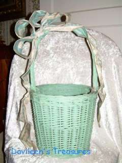 Large Wicker Basket with Stiffened Ribbon on Handle  