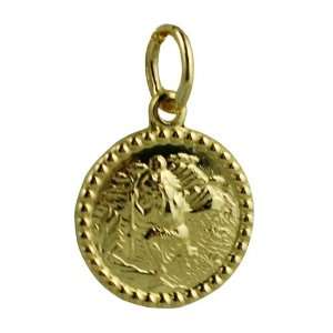 18ct Gold 13mm round St Christopher Pendant
