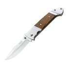   75 Inch Straight Blade Folding Knife with Wooden Handle, Mirror Polish