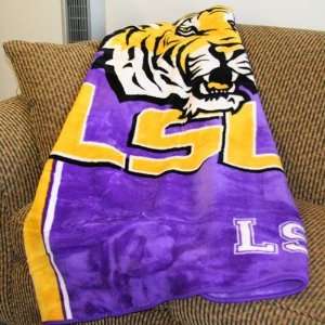  LSU Tigers 50x60 Royal Plush Raschel Throw Blanket Sports 