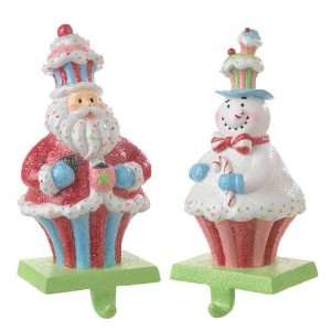  Cupcake Santa & Snowman Christmas Stocking Holders Set of 
