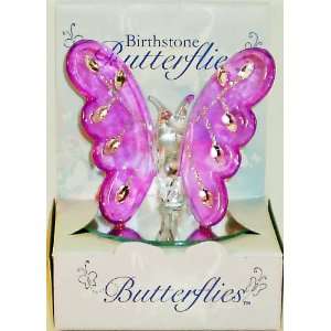 February Birthstone Glass Butterfly