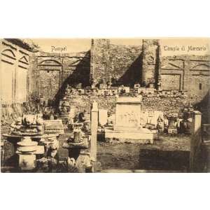   1920s Vintage Postcard Temple of Mercury Pompei Italy 