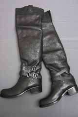   Leather Dior Biker Strappy Buckle OTK Boots 38.5 Over The Knee  