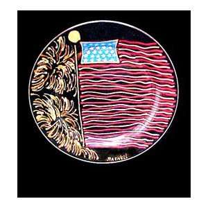 Americas Flag Design   Hand Painted   Dinner/Display Plate   10 inch 