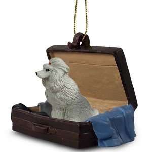    Gray Poodle Traveling Companion Dog Ornament