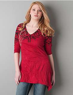 Full figure Studded scroll crinkle tunic by Seven7  Lane Bryant