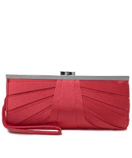 Coral (Orange) Pleated Satin Clutch  218255383  New Look