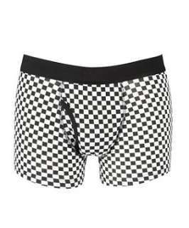Black Pattern (Black) Checkerboard Boxer Shorts  240885209  New Look