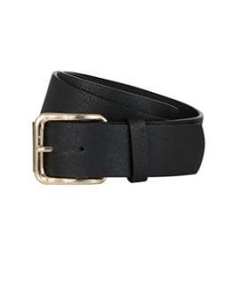 Black (Black) Simple Black Belt With Gold Buckle  241551501  New 