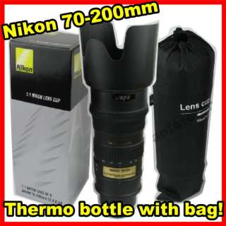 Nikon 70 200 mm Lens Cup Mug Thermo w/ bag  