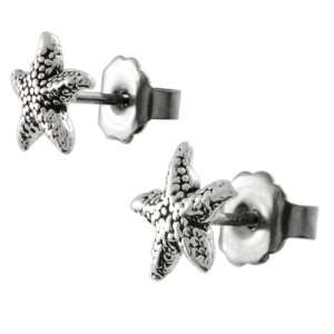  Sterling Silver Star Fish Stud Earrings Jewelry