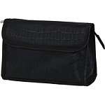 Celebrity Black Croc Foldover Clutch Cosmetic Bag