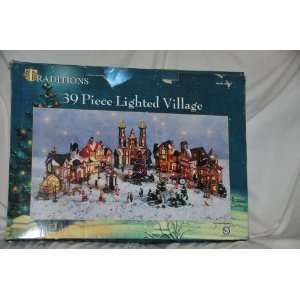 Christmas Village   39 piece with 7 hand Painted porcelain Lighted 