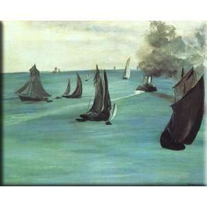 The Beach at Sainte Adresse 16x13 Streched Canvas Art by Manet, Eduard