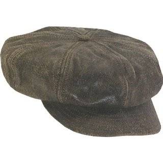  Vintage Brown Wrinkled Suede Retro Newsboy Cab Cap Hat Clothing