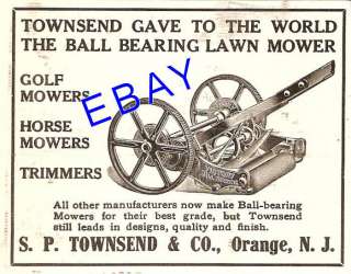 1911 TOWNSEND BALL BEARING PUSH LAWN MOWER AD ORANGE NJ  