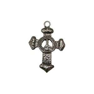 Peace Cross Pewter Pendant on Corded Necklace Jewelry