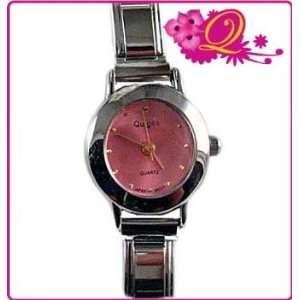  Quiges Italian Charms Bracelet Link Watch 9mm pink 