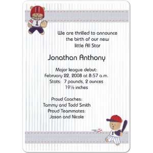   Sports Bears Magnet Large Birth Announcements 