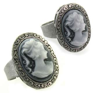 new vintage style oval gray cameo stud post earrings