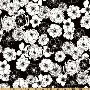  44 Wide Night And Day Floral Black/White Fabric By The 