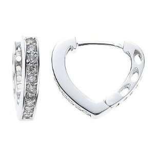 Pave Diamond Huggie Hoop Earrings 14K White Gold (1/3cttw, SI Clarity 