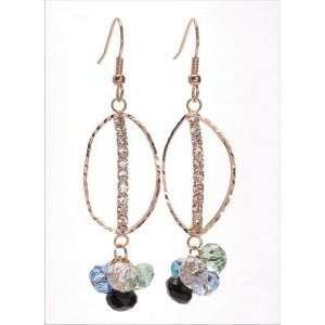 Multicolor Crystal Dangling Hoop Earrings Jewelry