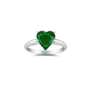   20 Cts of 4 mm AAA Heart Emerald Solitaire Ring in 14K White Gold 8.5