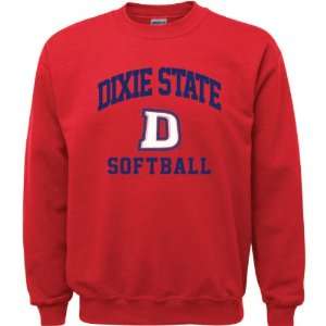  Dixie State Red Storm Red Youth Softball Arch Crewneck 