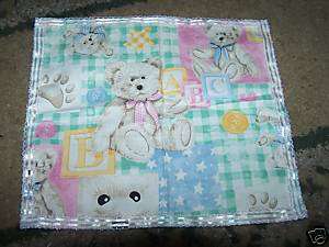 Cute Teddy Bear Handcrafted handkerchief w/ lace border  