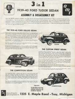 1939 40 Ford Tudor Sedan by AMT Assembly Instructions  