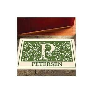  Personalized Initial Doormat   Green   24x36 Patio, Lawn 