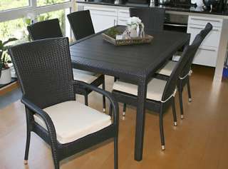Sitzgruppe für Garten oder Esszimmer Tisch + 6 Stühle Poly Rattan in 