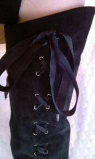 Super schöne schwarze Vintage Stiefel Gr.40, ECHTES Wildleder Pre in 