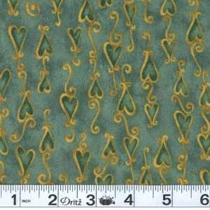  45 Wide Love Is Hearts Green Marble Fabric By The Yard 