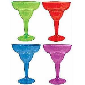   Set of 4 Cocktail Margarita Glasses   Vibrant Colors 