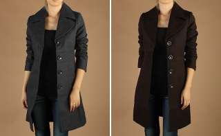 Chic Modern Tailored Smooth Wool Blend Classic Coat Winter Long 