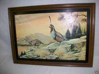 RUANE MANNING Bird Quail ? Litho Picture in Wood Frame  