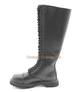 DEMONIA Womens Leather Steel Toe Combat Punk Boots Shoe  