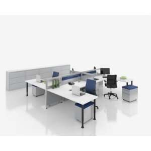  Haworth NVision Cluster of 4 Office Cubicle Workstation 
