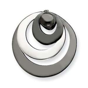  Sterling Silver & Rhodium Polished Circle Pendant Jewelry