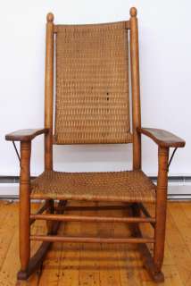 Antique Rattan and Maple Rocking Chair LJ Colony  