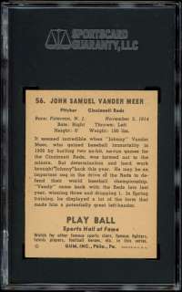 1941 Play Ball #56 Johnny Vander Meer SGC 86 NM+  