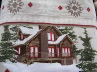   HEAVY WEIGHT FLANNEL SHEETS SET LODGE CABIN PINE TREES SNOW NEW PRINT