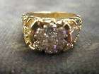 Mens 14k yellow gold .70ct diamond nugget ring size 9 3
