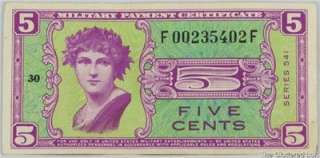Series 541 $0.05 Military Payment Certificate Five Cent  