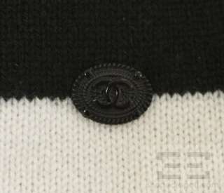 Chanel Cream & Black Short Sleeve Cashmere Sweater Size 38  