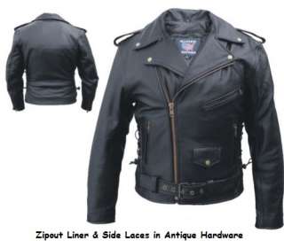 Motorcycle Jacket Premium Buffalo Leather Vintage Biker Zipout Liner 