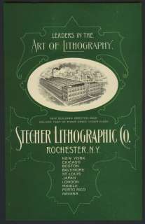 RARE 1902 Stecher Lithograph Co Rochester NY Trade Card  